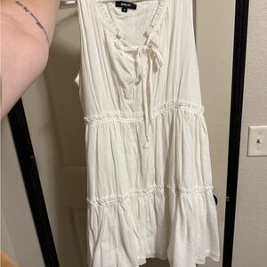 White Sleeveless Dress with Tie Detail
